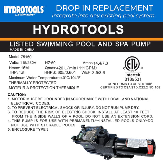Super-Flo 1.5 HP Pool Pump - In-Ground (#75150)