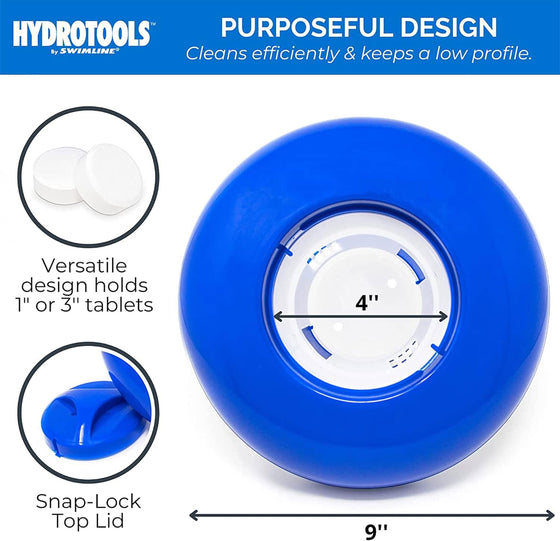 Large Capacity Floating Chlorine Dispenser, Blue & White