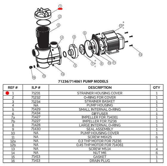 Debris Trap Cover for 71236 & 714061 Pumps (Part 71231)