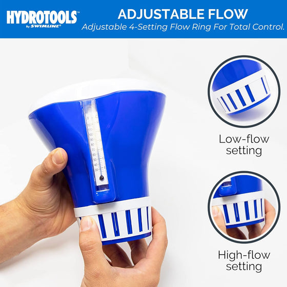 Pool & Spa Floating Chemical Dispenser & Thermometer, Blue & White