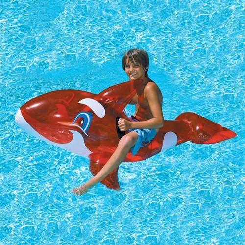 Swimline Red Orca Whale Inflatable Pool Ride-on